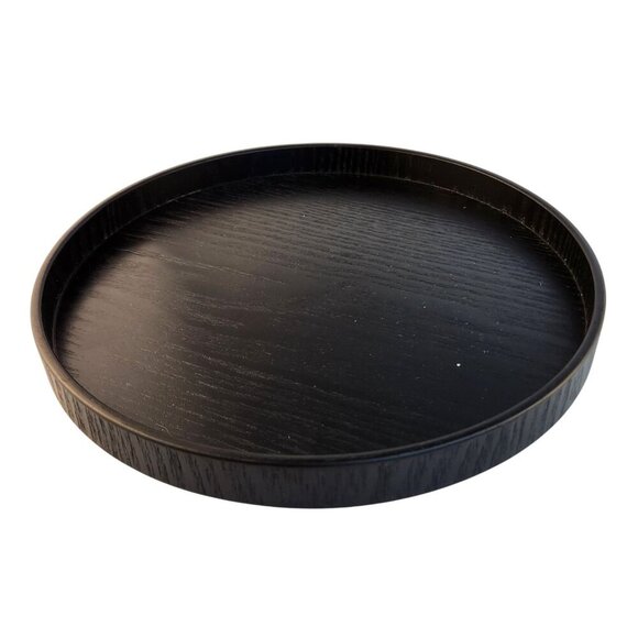 Black Round Wooden Serving Tray - Minimalist Display Design - Picture 1 of 10